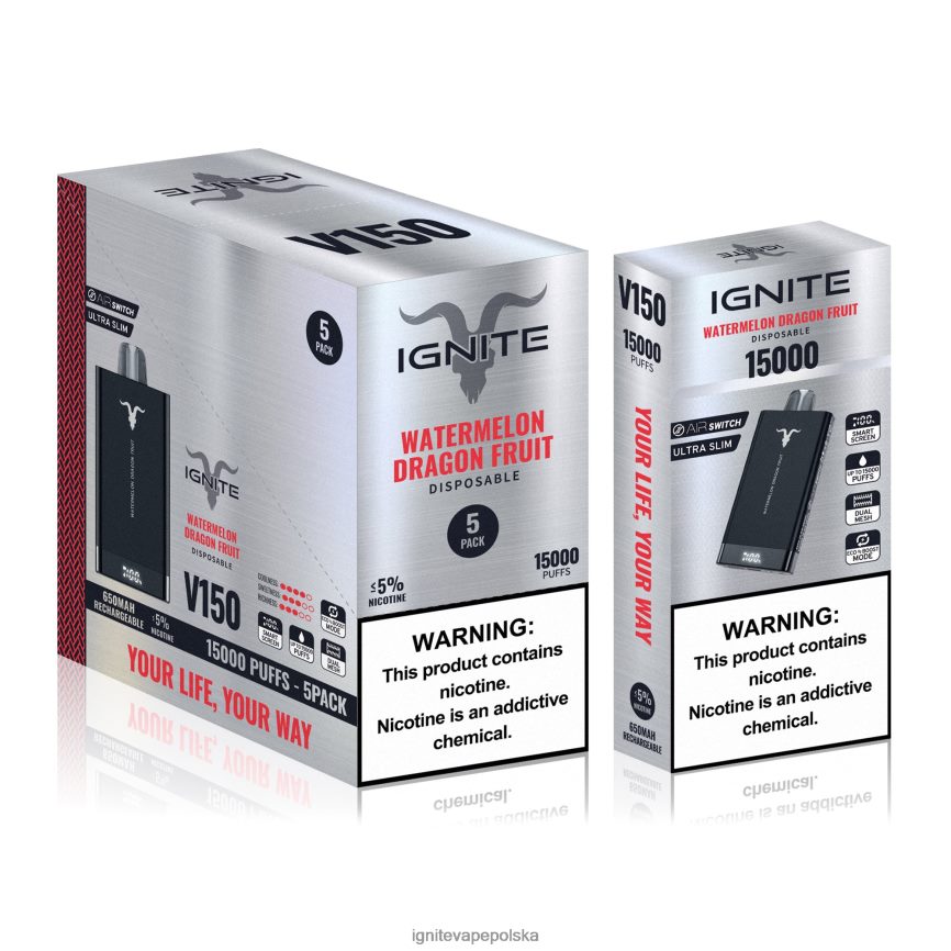 Ignite Vape Flavors | IGNITE V150 vape pen 5-pak arbuzowy owoc smoka 0648NZ93